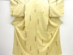 短冊に草花模様手織り紬着物